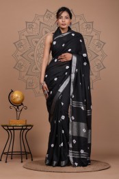  Nu_linen Shibori Black Saree 