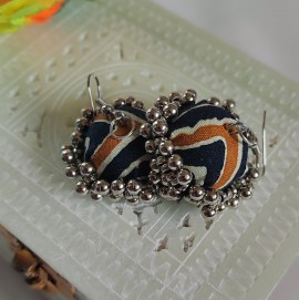  Handmade Fabric Jhumki Blue Chevron 