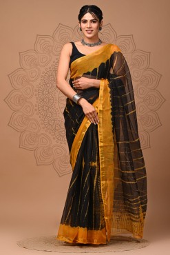  Kota Doriya Tie And Dye Print Saree, Cotton Saree 