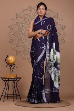  Nu_linen Shibori Blue Green Saree 