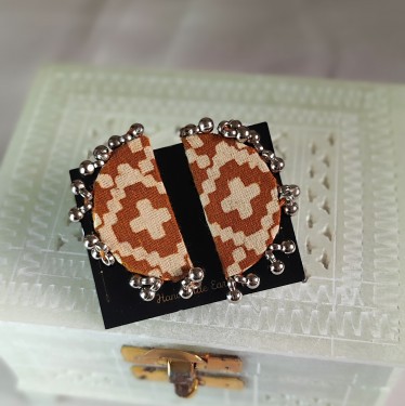  Handmade Fabric Chandra Earrings Golden Brown 