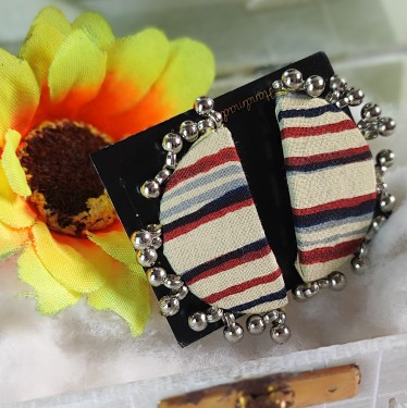  Handmade Fabric Chandra Earrings Stripes 