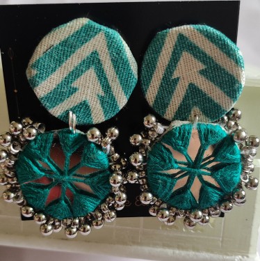  Handcrafted Round Mirror Erring Green Chevron 