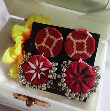  Handcrafted Round Mirror Erring Red Mandala 