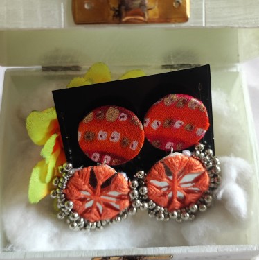  Handcrafted Round Mirror Erring Orange Bandhej 