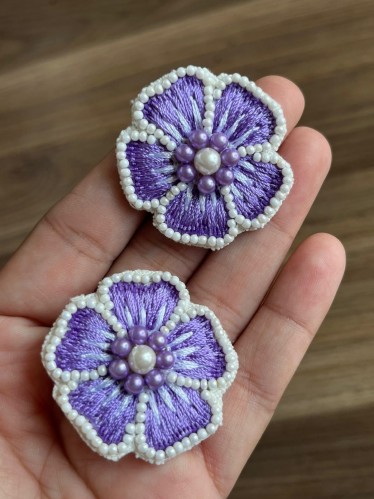  Nu_purple Floral Studs 