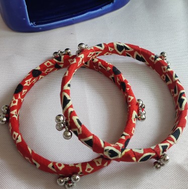  Nu_ajrakh Print Red Bangles 