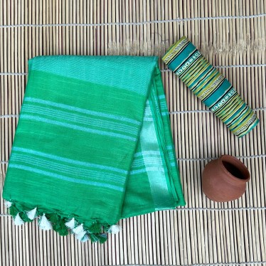  Nu_linen Green Saree 