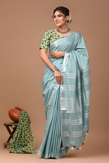  Nu_linen Grey Saree 