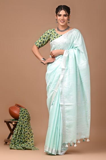  Nu_linen Mint Saree 