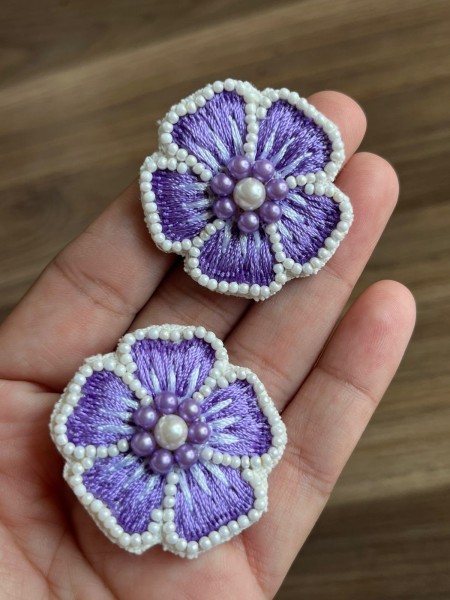 NU_Purple Floral Studs