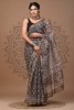 Kota Doriya Dabu Print Saree, BrownGrey, Cotton Saree