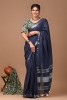 NU_Linen Navy Saree