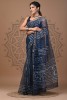 Kota Doriya Dabu Print Saree, Indigo, Cotton Saree