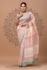 Sanganeri Chanderi Silk Saree - Peach Boota