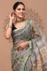 Kota Doriya Dabu Print Saree, GreenFloral, Cotton Saree