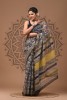 Kota Doriya Dabu Print Saree, Blueyellow, Cotton Saree