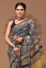 Kota Doriya Dabu Print Saree, Blueyellow, Cotton Saree