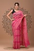 Box Print Chanderi Silk Saree - Hand Block Pink