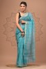 Kota Doriya Dabu Print Saree, Cyan, Cotton Saree