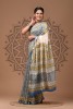 Maheshwari Silk Saree - Hand Block Blue White