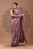 Chanderi Silk Saree - Hand Block - Purple Amby