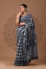 Maheshwari Silk Saree - Hand Block Blue Kairi